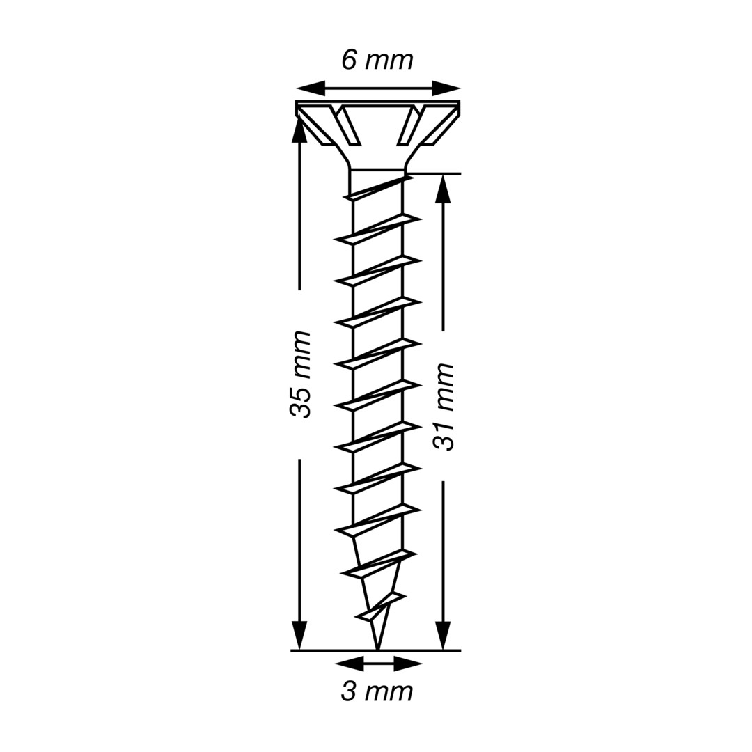 SPAX Tornillo de acero inoxidable, 3 x 35 mm, 200 unidades, Rosca completa, Cabeza plana, T-STAR plus T10, Punta S, Acero inoxidable A2