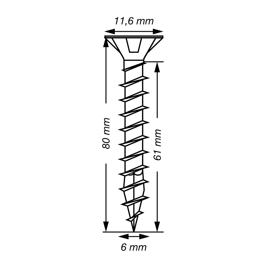 SPAX Tornillo de acero inoxidable, 6 x 80 mm, 100 unidades, Rosca completa, Cabeza plana, T-STAR plus T30, 4CUT, Acero inoxidable A2