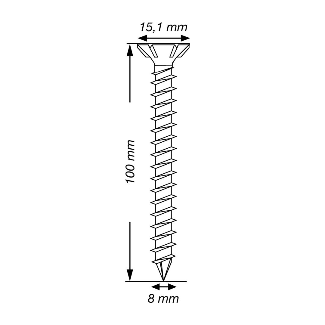 Cabeza Plana SPAX-S Nervios Fresadores T-STAR plus T40 Rosca Completa CUT A2 50 Ud., 100 mm