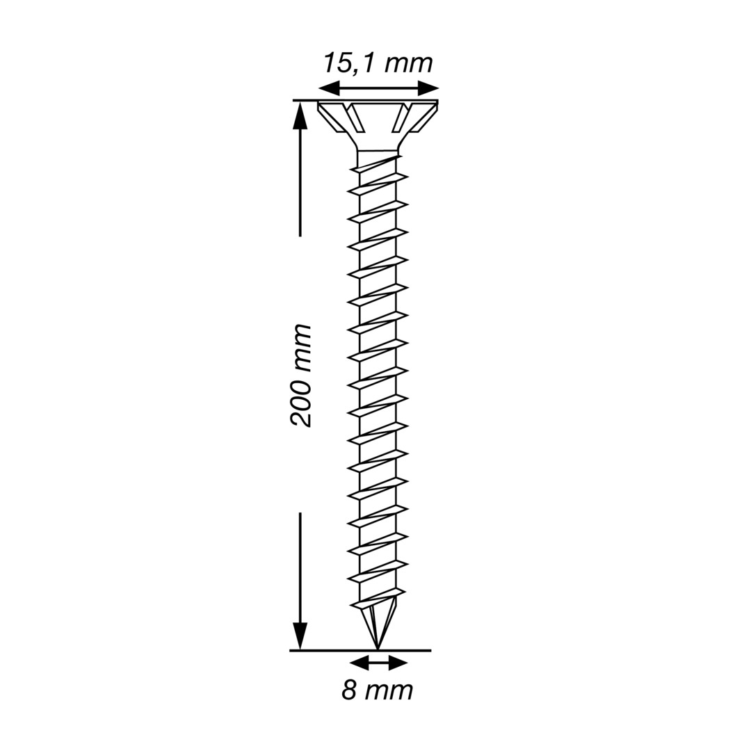 Cabeza Plana SPAX-S Nervios Fresadores T-STAR plus T40 Rosca Completa CUT A2 50 Ud., 200 mm