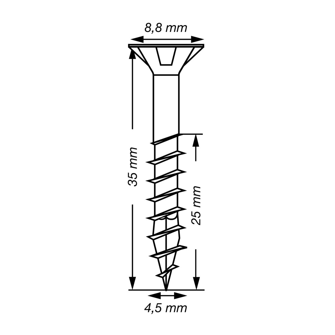 SPAX Tornillo universal, 4,5 x 35 mm, 40 unidades, Rosca parcial, Cabeza plana, T-STAR plus T20, 4CUT, WIROX