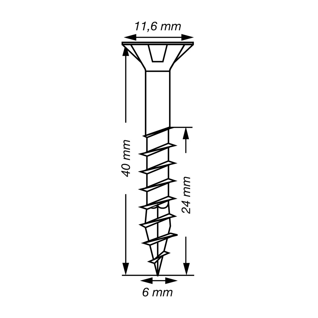 SPAX Tornillo universal, 6 x 40 mm, 50 unidades, Rosca parcial, Cabeza plana, T-STAR plus T30, 4CUT, WIROX