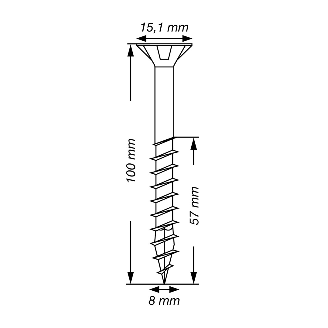 SPAX Tornillo para construcciones en madera, 8 x 100 mm, 20 unidad, Rosca parcial, Cabeza plana, T-STAR plus, 4CUT, WIROX