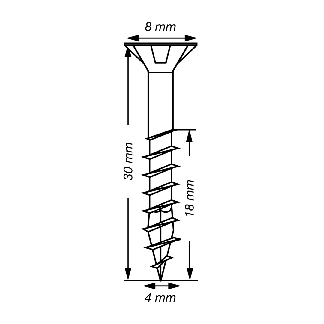 SPAX Tornillo de acero inoxidable, 4 x 30 mm, 250 unidades, Rosca parcial, Cabeza plana, T-STAR plus T20, 4CUT, Acero inoxidable A2