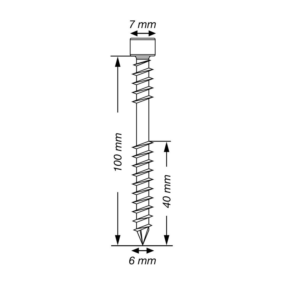 SPAX Tornillo para terraza, 6x100 mm, 125 ud., Rosca de fijación, Cabeza cilíndrica, T-STAR plus, Punta CUT, Acero inoxidable A4