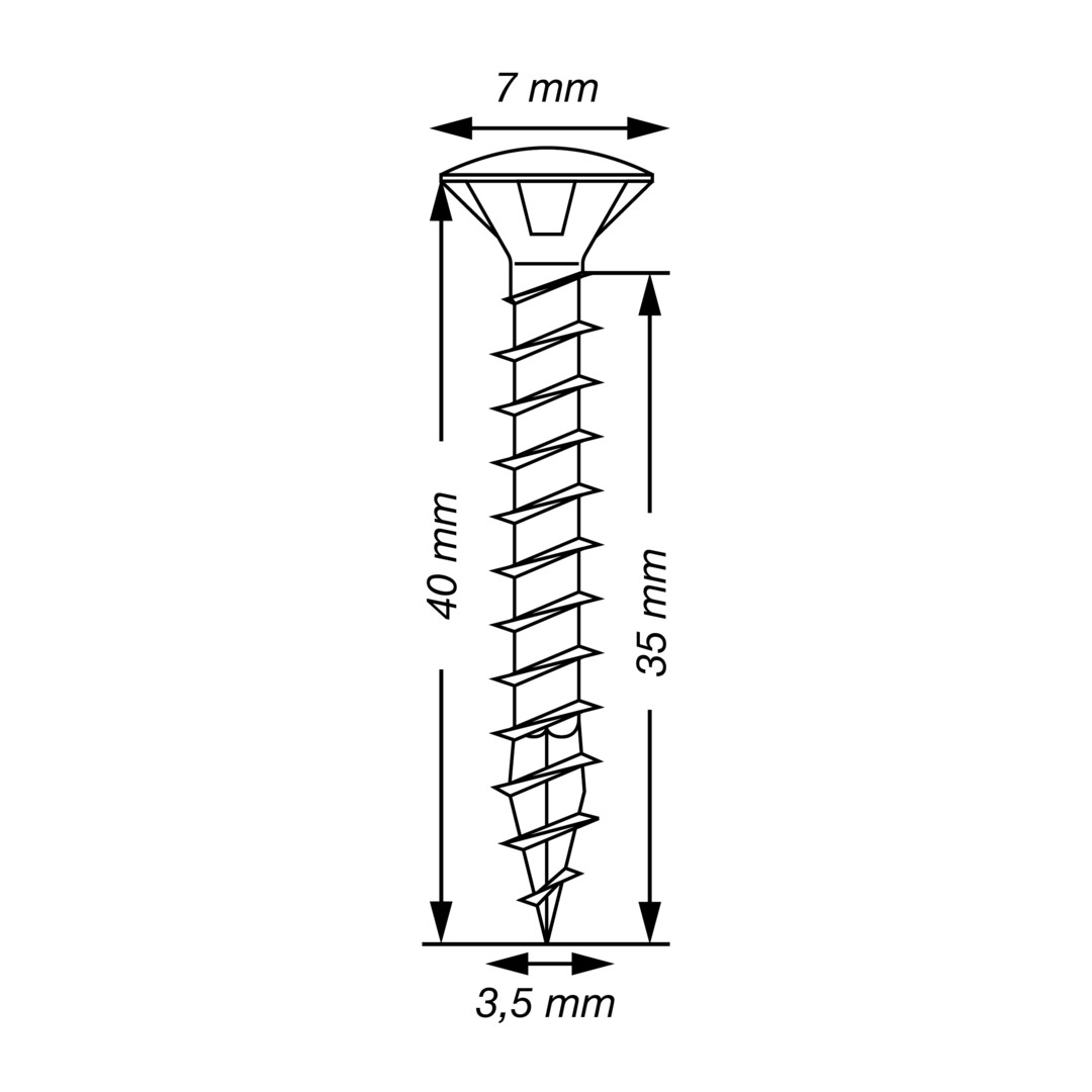 SPAX Tornillo universal, 3,5 x 40 mm, 150 unidades, Rosca completa, Cabeza gota de sebo, T-STAR plus T20, 4CUT, WIROX