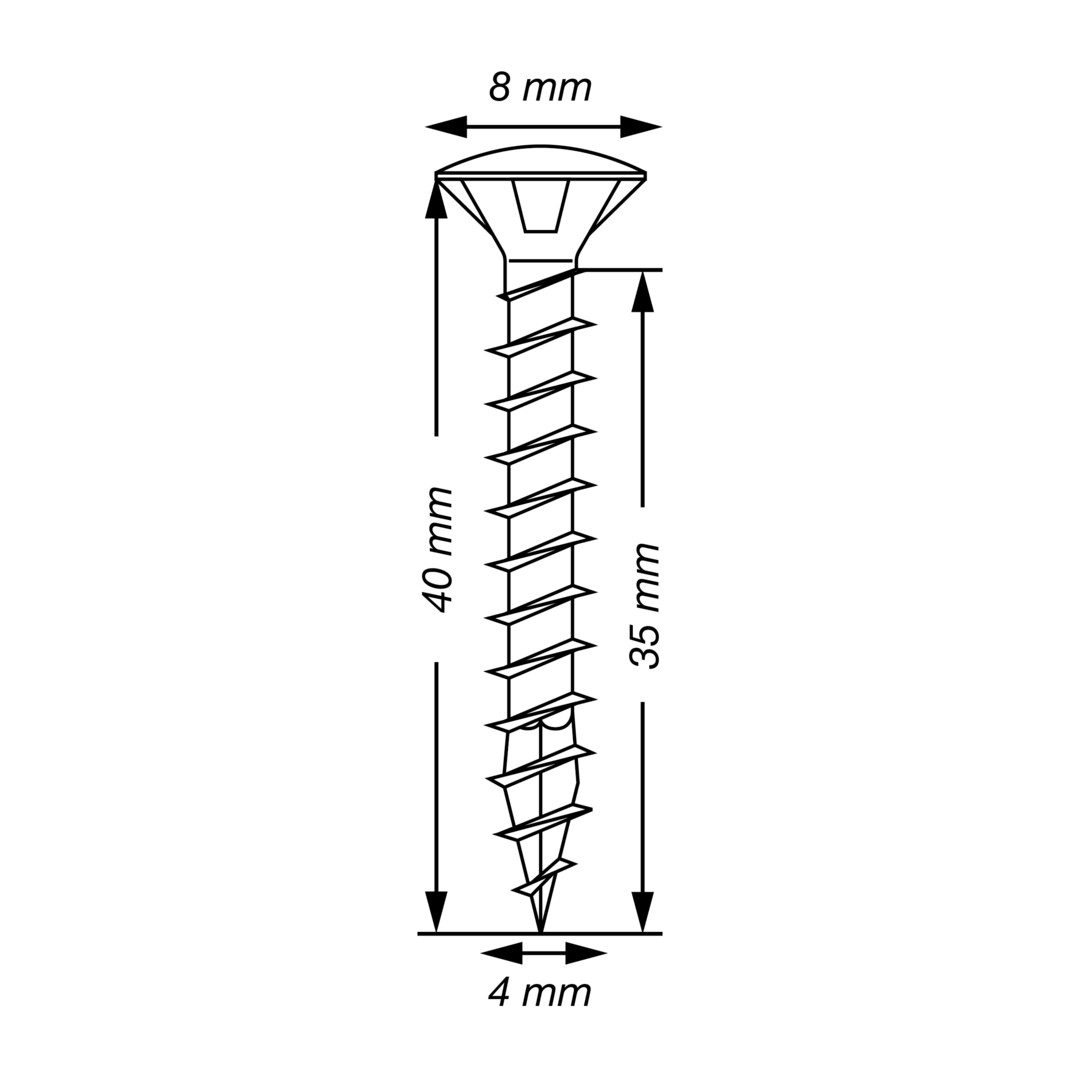 SPAX Tornillo universal, 4 x 40 mm, 125 unidades, Rosca completa, Cabeza gota de sebo, T-STAR plus T20, 4CUT, WIROX