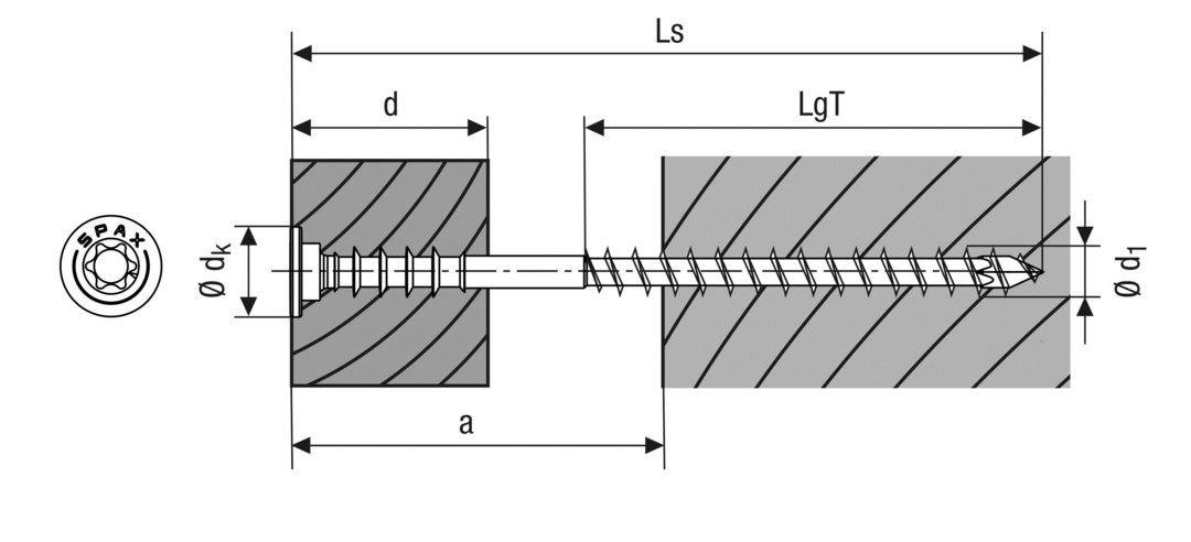 SPAX Tornillo de ajuste, cabeza plana, T-STAR plus, ranuras de retención, 4CUT, WIROX, 60 mm, 75 uds