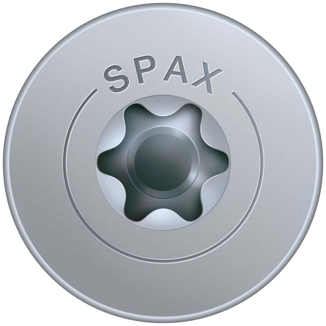 SPAX Cabeza de unión plana para traseras, Rosca parcial, Cabeza de unión, T-STAR plus, 4CUT, Niquelado
