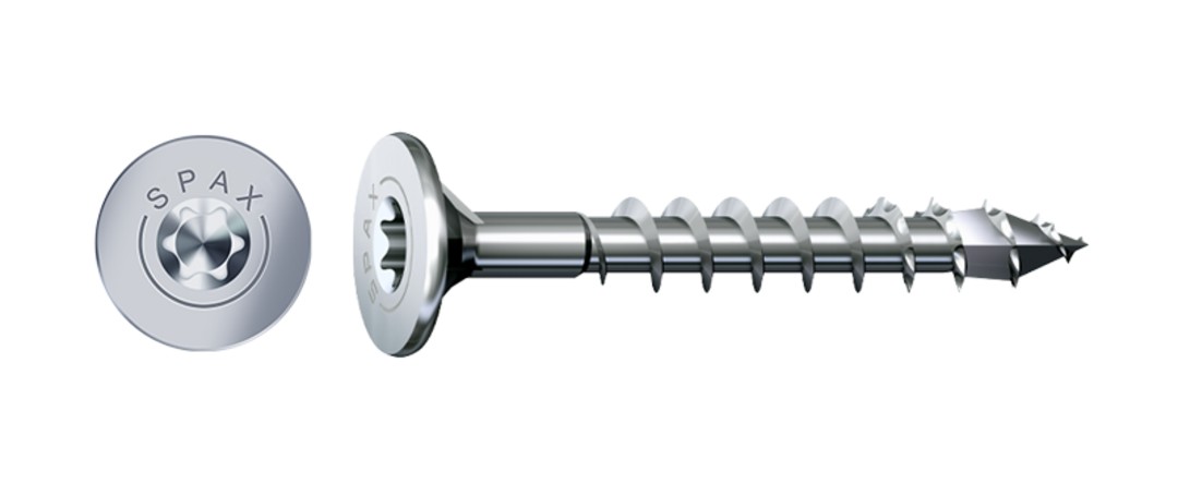 Tornillo para pizarra SPAX, Pulido, T-STAR plus, Rosca parcial, Acero inoxidable A2, 4CUT