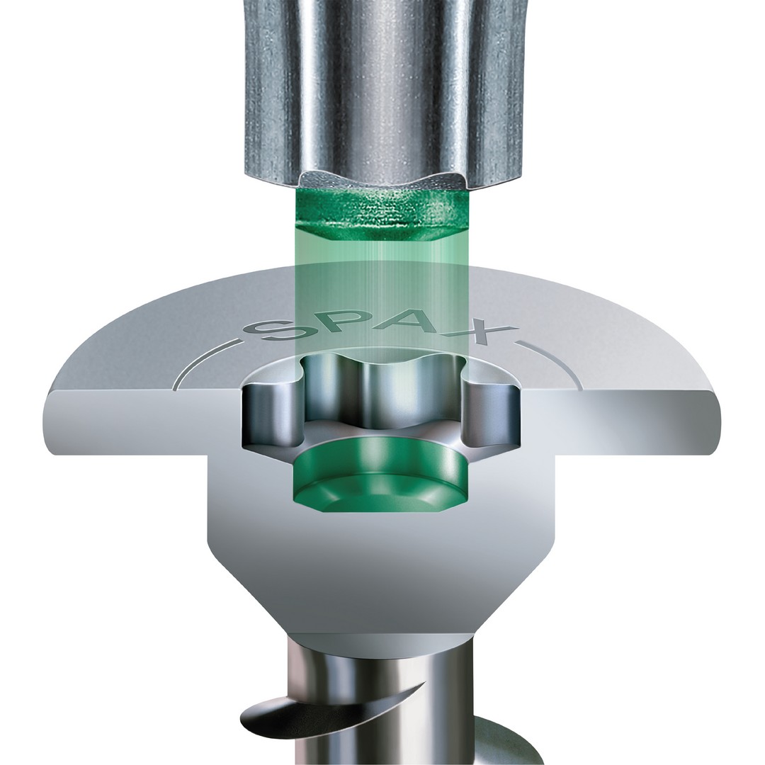 SPAX Cabeza de unión plana para paredes traseras, 3,5 x 40, 20 unidades, rosca completa, cabeza de unión, T-STAR plus, punta CUT, WIROX