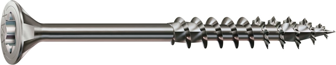 SPAX Tornillo de acero inoxidable, 6 x 160 mm, 100 unidades, Rosca parcial, Cabeza plana, T-STAR plus T30, 4CUT, Acero inoxidable A2