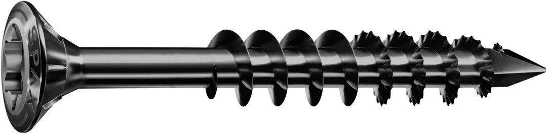 SPAX Tornillo para fachadas, 4,5 x 50 mm, 200 piezas, parcialmente roscado, cabeza avellanada elevada, T-STAR plus T20, punta CUT, acero inoxidable A2 BLAX