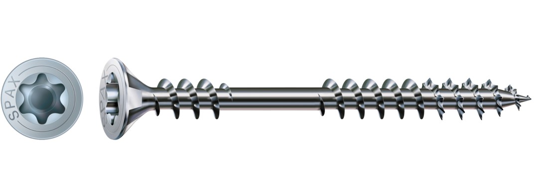 Tornillo universal SPAX, WIROX | Cabeza plana, T-STAR plus, Rosca de fijación, Acero, Punta S