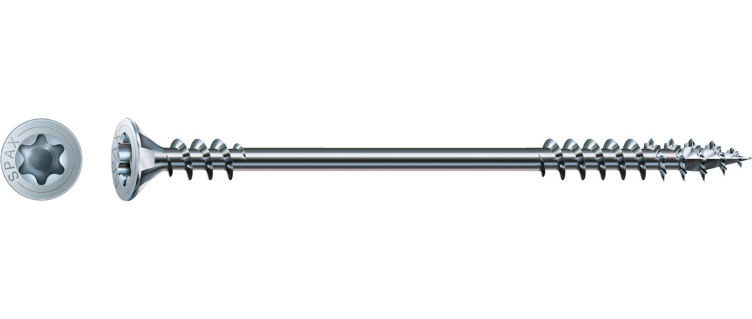 Tornillo para construcciones en madera SPAX, WIROX | Cabeza plana, T-STAR plus, Rosca de fijación, Acero, 4CUT