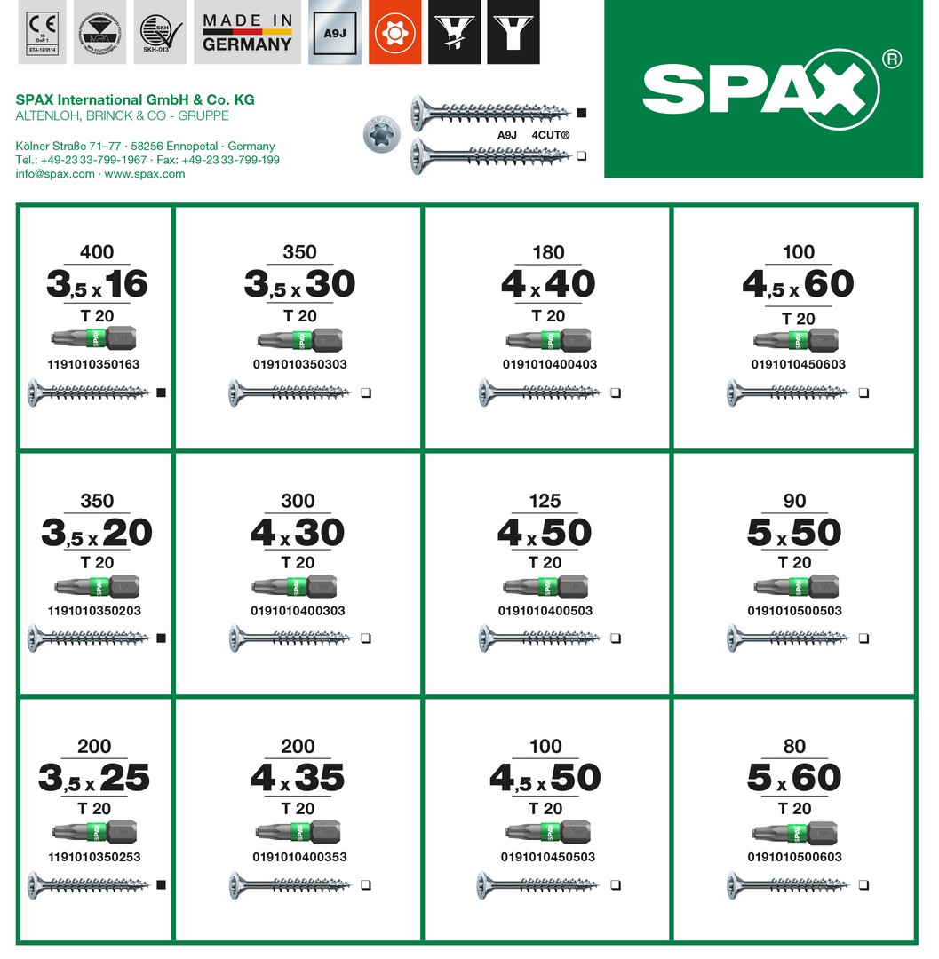 SPAX Box Apilamiento Modular 3 T-Loc T-STAR plus WIROX,  2530 Ud./5 Bits