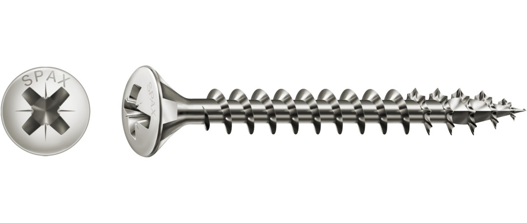Tornillo universal SPAX, Niquelado | Cabeza gota de sebo, Ranura en cruz Z, Rosca completa, Acero, 4CUT