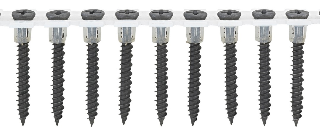 GIX C para placas de yeso-fibra, Rosca completa, Cabeza de fresado reducida, Ranura en cruz H, Punta de aguja, Fosfatado negro 3.9 x 30 mm, 1000 uds(encintados)