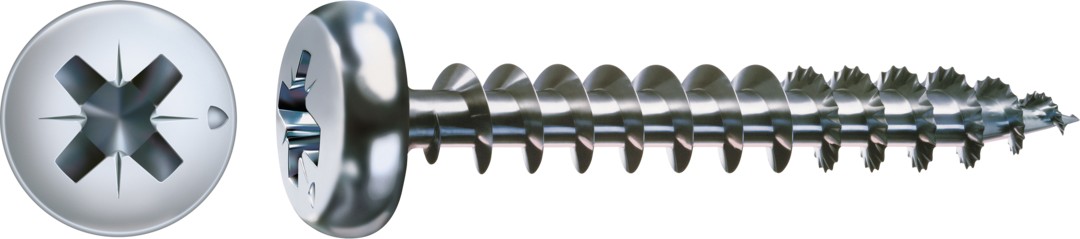 Tornillo universal SPAX, WIROX | Cabeza redonda, Ranura en cruz Z, Rosca completa, Acero, Punta S