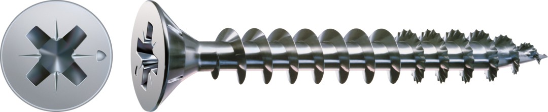 Tornillo universal SPAX, WIROX | Cabeza plana, Ranura en cruz Z, Rosca completa, Acero, Punta S