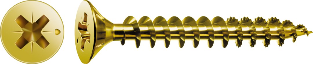 Tornillo universal SPAX, YELLOX | Cabeza plana, Ranura en cruz Z, Rosca completa, Acero, Punta S