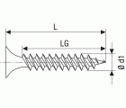 GIX A rosca fina, 3,9 x 25 mm, 200 unidades, Rosca completa, Cabeza de trompeta, Ranura en cruz H2, Punta de aguja, Fosfatado negro