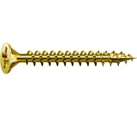 SPAX Tornillo universal, 4,5 x 40 mm, 500 unidades, Rosca completa, Cabeza plana, Ranura en cruz Z2, 4CUT, YELLOX