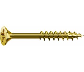 SPAX Tornillo universal, 5 x 100 mm, 200 unidades, Rosca parcial, Cabeza plana, Ranura en cruz Z2, 4CUT, YELLOX
