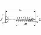 SPAX Tornillo para listones de madera, 3,5 x 40 mm, 200 unidades, Rosca parcial, Cabeza plana, Ranura en cruz Z2, Punta CUT, YELLOX