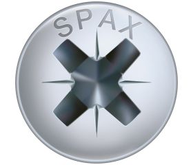 SPAX Tornillo universal, 3,5 x 20 mm, 1000 unidades, Rosca completa, Cabeza gota de sebo, Ranura en cruz Z2, 4CUT, Niquelado