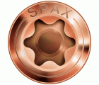 SPAX Tornillo para fachadas, 4,5 x 50 mm, 200 unidades, Rosca de fijación, Cabeza gota de sebo, T-STAR plus T20, 4CUT, Acero inoxidable A2 acabado bronce