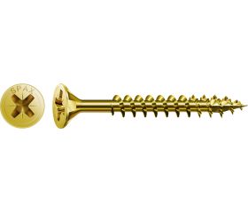 SPAX Tornillo universal, 4 x 70 mm, 500 unidades, Rosca completa, Cabeza plana, Ranura en cruz Z2, 4CUT, YELLOX
