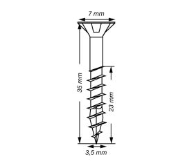 SPAX Tornillo universal, 3,5 x 35 mm, 1000 unidades, Rosca parcial, Cabeza plana, T-STAR plus T20, 4CUT, WIROX