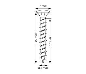 SPAX Tornillo universal, 3,5 x 20 mm, 1000 unidades, Rosca completa, Cabeza gota de sebo, Ranura en cruz Z2, 4CUT, Niquelado