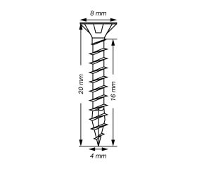 SPAX Tornillo universal, 4 x 20 mm, 1000 unidades, Rosca completa, Cabeza plana, Ranura en cruz Z2, 4CUT, WIROX