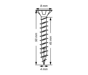 SPAX Tornillo universal, 4 x 50 mm, 500 unidades, Rosca completa, Cabeza plana, Ranura en cruz Z2, 4CUT, WIROX