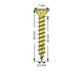 SPAX Tornillo universal, 3,5 x 50 mm, 500 unidades, Rosca completa, Cabeza plana, Ranura en cruz Z2, 4CUT, YELLOX
