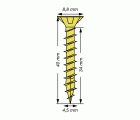 SPAX Tornillo universal, 4,5 x 40 mm, 100 unidades, Rosca completa, Cabeza plana, Ranura en cruz Z2, 4CUT, YELLOX