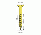 SPAX Tornillo universal, 4,5 x 80 mm, 10 unidades, Rosca parcial, Cabeza plana, Ranura en cruz Z2, 4CUT, YELLOX