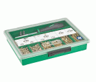 SPAX gama grande, Kit de tornillos con 8 dimensiones + Atornillador + BITs, 630 unidades, Cabeza plana, Ranura en cruz Z, YELLOX