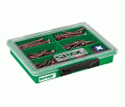 SPAX gama maletín pequeño, Kit de tornillos con 7 dimensiones, 245 unidades, Cabeza plana, Ranura en cruz Z, bronce