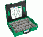 SPAX Maleta de montaje L-BOXX, 1 unidad, Kit de tornillos con 17 dimensiones, Cabeza plana, T-STAR plus, 4CUT, Edelstahl A2