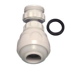 Aireador blanco con rótula de 2 efectos (rosca macho 24 mm)