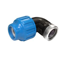 Codo hembra de polietileno con refuerzo de acero inoxidable