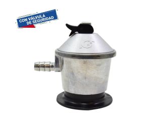 Regulador con válvula de seguridad para bombona de gas butano