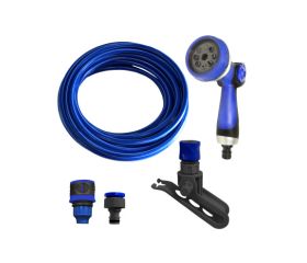 Manguera helicoidal EVA 10 m + pistola con 8 funciones + soporte