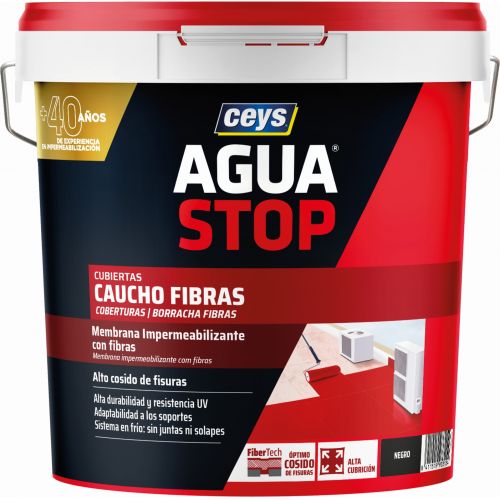 AGUASTOP CAUCHO FIBRAS NEGRO 20KG