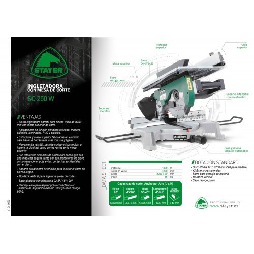 Ingletadora Ø250mm con mesa superior de corte SC 250