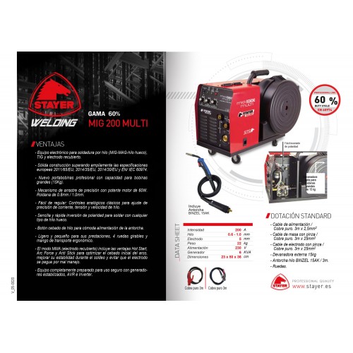 Equipo de soldadura inverter Industrial MIG/MAG MIG 200 MULTI