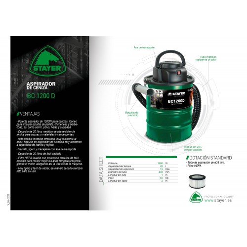 Aspirador de ceniza BC 1200 D
